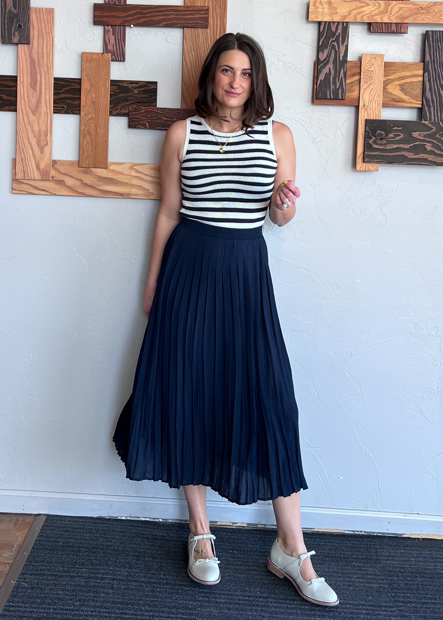 Plisse Pleated Skirt Marine | BEAUTIFUL LIFE CLOTHING